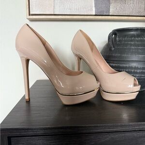 Aldo Cream Patent Platform Heels